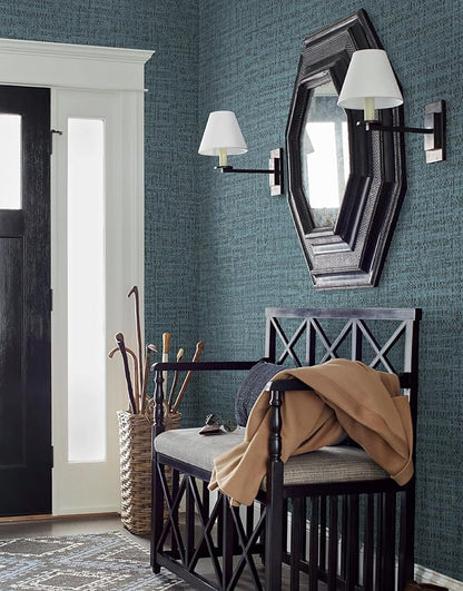 Guvana Grasscloth Peel and Stick Wallpaper Blue Textured Contact Paper Modern Removable Self Adhesive Wall Paper Thicken Fabric Faux Linen Wallpaper for Bathroom Bedroom Living Room 78.7inx15.7in
