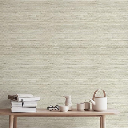 JiffDiff Grasscloth Wallpaper Peel and Stick,17.3"x472" Cream Grassweave Stick on Wallpaper Textured Self Adhesive Wallpaper Contact Paper