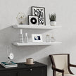 Fun Memories Floating Shelves 32 Inch Long, 9.3 Inch Deep Classic Crown Molding Floating Shelves for Wall, Rustic Wooden Shelves for Wall Decor Bathroom, Kitchen, Office, (White, 2Pack)