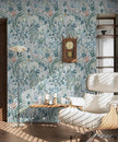 Peel and Stick Wallpaper Vintage Wall Paper Gray Blue Floral Contact Paper Removable Wallpaper 17.3
