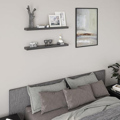 Ballucci Floating Shelves, 36" Wood Wall Shelf Set of 2, with Invisible Brackets for Bathroom, Living Room, Bedroom, Kitchen, Nursery, 6" Deep, Black