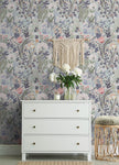 Peel and Stick Wallpaper Vintage Wall Paper Gray/Purple Floral Contact Paper Removable Wallpaper 17.3