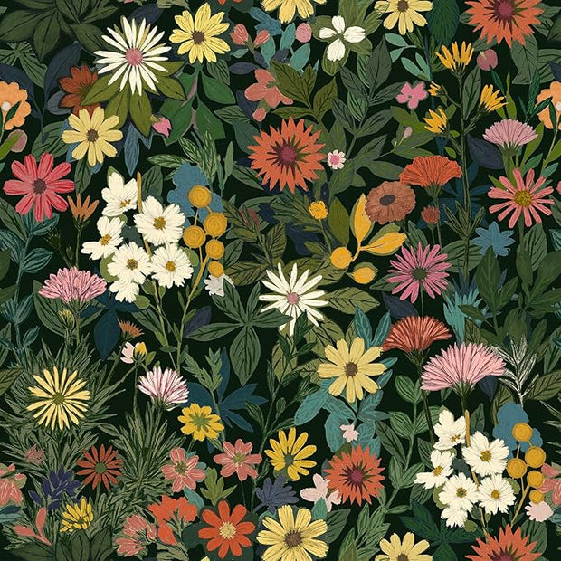Peel and Stick Wallpaper Boho Wall Paper Removable Green Floral Contact Paper for Bedroom, Bathroom, Kitchen 17.3“ x 236.3”