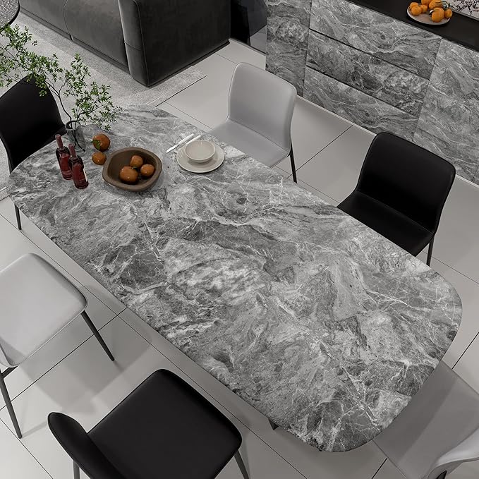 TOTIO Gray Marble Contact Paper Textured Grey Granite Wallpaper Peel Stick Countertop Paper 32x157inch Removable Waterproof Adhesive Thick Matte Marble Look Wall Paper Roll Kitchen Table Vinyl Wrap