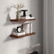 Fun Memories Floating Shelves 24 Inch Long, 9.3 Inch Deep Classic Crown Molding Floating Shelves for Wall, Rustic Wooden Shelves for Wall Decor Bathroom, Kitchen, Office, (Walnut, 2Pack)
