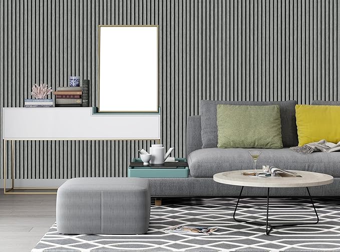Wallpaper Peel and Stick Wood Grating Stripe Self-Adhesive Wallpaper Faux Wood Contact Paper Wood Slats Self Adhesive Wall Paper PVC Vinyl Film Removable Waterproof (Wood D, 17.3" x 118")