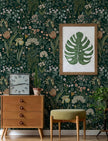 Peel and Stick Wallpaper Vintage Wall Paper Green Floral Contact Paper Removable Wallpaper 17.3