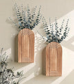 DREAMLOOM 2 Pack Wooden Wall Vases with Eucalyptus Artificial Plants, Wall Hanging Planters Boho Modern Farmhouse Indoor for Narrow Spaces Entryway Bathroom Home Office Decoration, White