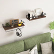 Wood Floating Shelves Wall Mounted - 2+1 Tier Rustic Bathroom Wall Shelves Over Toilet with Towel Bar, Natural Wood Set of 2 Farmhouse Floating Shelf for Bathroom, Kitchen, Bedroom, Dark Brown