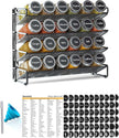 SpaceAid Spice Rack Organizer with 24 Spice Jars, 386 Spice Labels, Chalk Marker and Funnel Set for Cabinet, Countertop, Pantry, Cupboard or Door & Wall Mount -24 Jars, 11.8