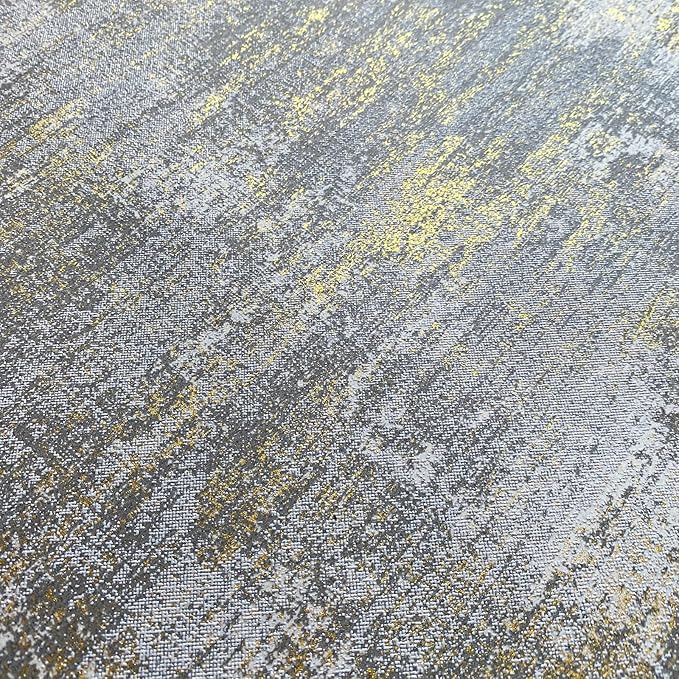 Simon&Siff Textured Wallpaper Distressed Concrete Wallpaper 17.3inx19.68ft White/Gold/Gray Metallic Modern Wall Paper Non Woven Neutral for Bedroom Traditional Wall Paper Need Adhesive