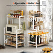 Kitchen Countertop Organizer, 3 Tier Large Spice Rack Organizer with Adjustable Shelf and 5 Hooks, Wooden Counter Organizer, Countertop Shelf Microwave Stand for Kitchen Coffee Bar, Light Coffee