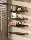 BATODA Set of 2 24” Acacia Floating Shelves for Wall (Round Edge) - Floating Bookshelf Wall - Storage Wood Shelves for House Decor, Kitchen, Bathroom - Brackets and Hardware Included (Walnut Color)