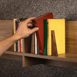TILISMA Walnut Bookends for Shelves | Wooden Book Ends for Shelves | Sturdy Book Holders, Stoppers with Metal Base for Bookshelves | Slick Decorative Bookends Stands Firmly on Bookshelf (4 Pairs)