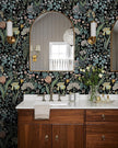 Peel and Stick Wallpaper Vintage Wall Paper Black Floral Contact Paper Removable Wallpaper 17.3