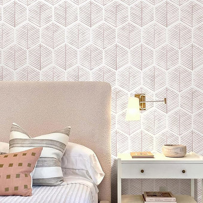 MelunMer Pink Modern Peel and Stick Wallpaper Boho Removable Self Adhesive 197''L 17.3''W Wallpaper for Bedroom/Bathroom Waterproof Contact Paper for Cabinets/Drawers Geometric Contact Paper Pink