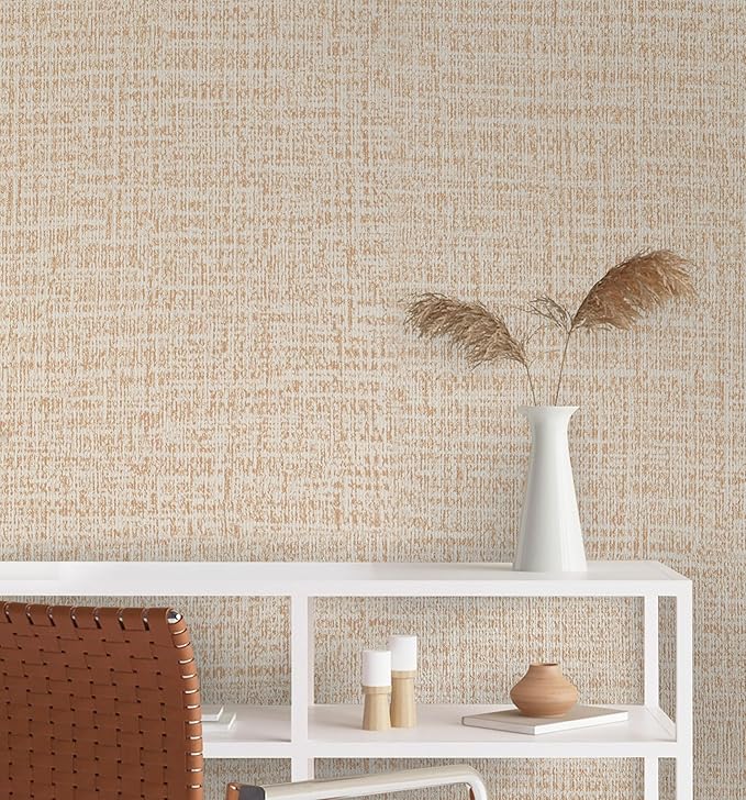 Guvana Grasscloth Peel and Stick Wallpaper Beige Textured Contact Paper Modern Removable Self Adhesive Wall Paper Thicken Fabric Faux Linen Wallpaper for Bathroom Living Room Cabinets 394inx15.7in