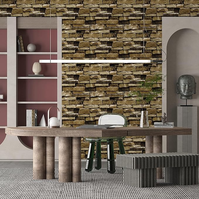 Rock Peel and Stick Wallpaper - Self-Adhesive & Removable Wallpaper Stone Decorations Contact Paper 17.7