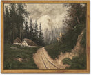 SHENIFY Vintage Village Framed Canvas Wall Art Classical Landscape Road Prints Farmhouse Kitchen Office Decor - 8x10in Natural Framed