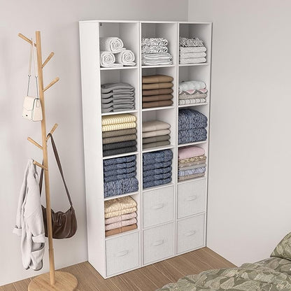 White Cube Shelf, 6 Cube Storage Organizer, 6-Tier Cube Storage Shelf, Freestanding Low Bookcase for Living Room Decor, Bedroom Clothes, Kids Toys & Home Office