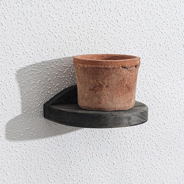 Freezing point Small Floating Shelves for Wall Set of 2 Semicircle Wood 4Inch Mini Wall Shelf Decor Plant Display Collectibles Mounted Kitchen Bathroom Bedroom Corner Decorative Storage Tiny Stand