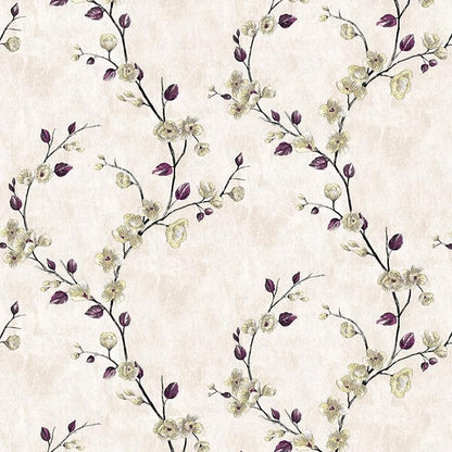 SOON AFTER 17.5"x120" Floral Peel and Stick Wallpaper Flower Tree Contact Paper Self Adhesive Removable Modern Beige Wall Paper Decorative Wall Covering Countertop Vinyl Film Roll
