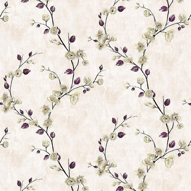 Floral Peel and Stick Wallpaper Flower Tree Contact Paper A Set of 17.5"x1200" Self Adhesive Removable Modern Beige Wall Paper Decorative Wall Covering Countertop Vinyl Film Roll