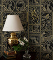Erfoni Black and Gold Wallpaper Vintage Peel and Stick Wallpaper Special Animals Pattern Contact Paper Stick and Peel Self Adhesive Removable Wall Paper for Countertop Cabinets Covering 78.7