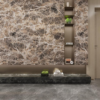 JSEVEM 24"×354" Thick Brown White Marble Wallpaper Peel and Stick Waterproof Brown Marble Contact Paper Vinyl DIY Faux Self Adhesive Granite Tile Stickers for Bedroom Office Walls Bathroom Countertops