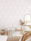 EeeComing Pink Peel and Stick Wallpaper Boho Wall Paper Peel and Stick Modern Contact Paper Self Adhesive Wallpaper for Bedroom and Bathroom Removable Cabinet Shelf Liner Vinyl 17.3”X197”