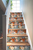 Floral Wallpaper Peel and Stick Boho Wall Paper Removable Waterproof Orange/Green/Red Contact Paper for Bedroom, Bathroom, Home Wall 17.3