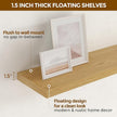 Fun Memories 16 Inch Long Floating Shelves, 9.3 Inch Deep Floating Shelf for Wall, Living Room, Kitchen, Rustic Deep Wood Shelves for Bathroom, 2 Pack Storage Display Shelf for Books, Decor, Oak