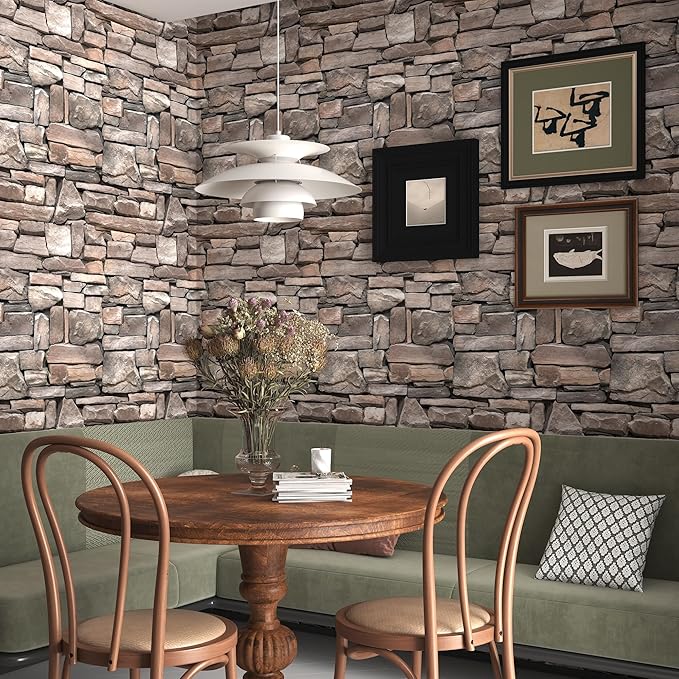 tiltil Stone Wallpaper Peel and Stick Brick Contact Paper Backsplash 17.7