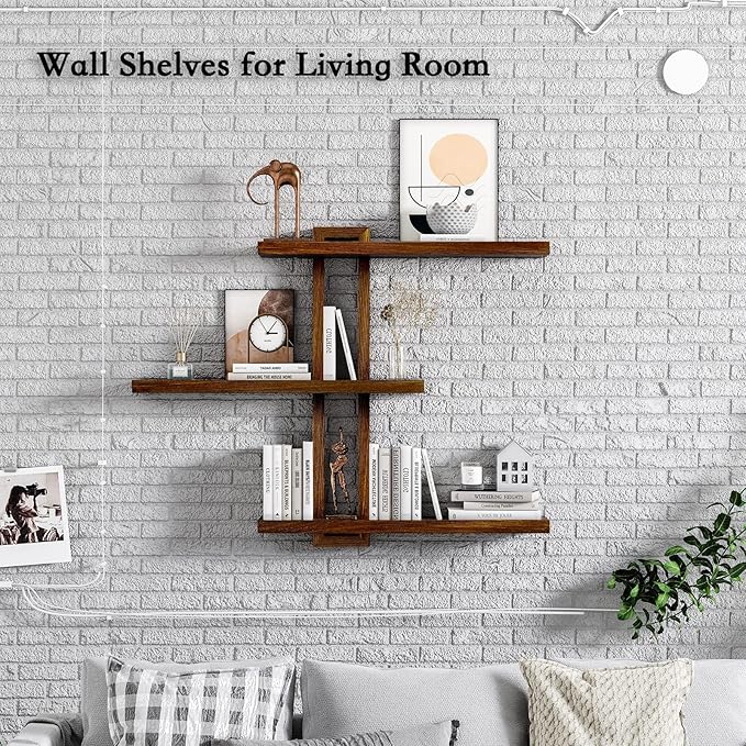 Variable Floating Shelves Wood Set of 4, Bathroom Shelves 28.35