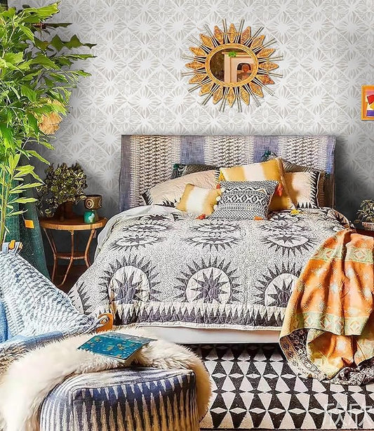 Geometric Peel and Stick Wallpaper Boho 393 "x16.1 White and Gray Wallpaper White Contact Paper Removable Wallpapers for Bedroom Waterproof Removable Shelf Liner Decal Vinyl Roll