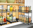 LYNK PROFESSIONAL® Pull Out Spice Rack Organizer for Inside Kitchen Cabinets - 4-3/8 inch Wide - Slide Out Drawer – Black Sliding Spice Organization for cabinet - Spice Racks - 2 Tier