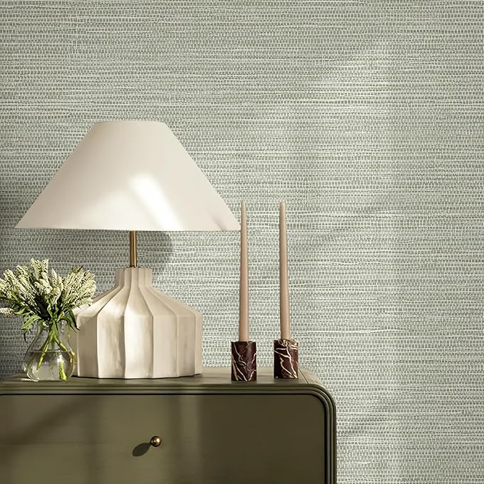 JiffDiff Grasscloth Wallpaper Peel and Stick Cream Grassweave Peel & Stick Textured Wallpaper Self Adhesive Contact Paper 17.3"x472"