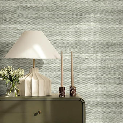 JiffDiff Grasscloth Wallpaper Peel and Stick Cream Grassweave Peel & Stick Textured Wallpaper Self Adhesive Contact Paper 17.3"x472"