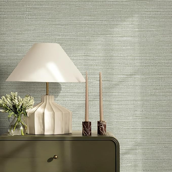 JiffDiff Grasscloth Wallpaper Peel and Stick Cream Grassweave Stick on Wallpaper Textured Self Adhesive Wall Paper Contact Paper 787