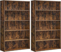 VASAGLE Set of 2 Bookshelves, 30 Inches Wide, 5-Tier Open Bookcases with Adjustable Storage Shelves, Floor Standing Units, Rustic Brown ULBC175X01-2