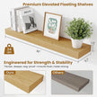 Fun Memories Floating Shelves 30 Inch, Wall Mounted Wood Shelf Set of 2, Farmhouse Decor for Bathroom, Bedroom, Kitchen, Living Room, Oak