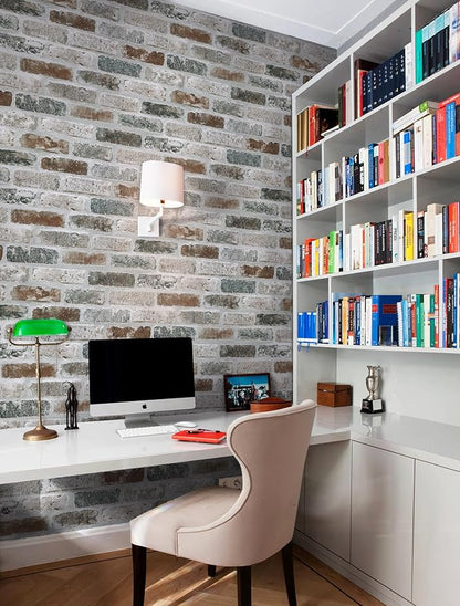 Guvana 17.3"×394" Brick Wallpaper Self Adhesive Wall Paper Red/Blue/Grey Brick Peel and Stick Wallpaper Removable Contact Paper Brick Texture Vintage Wallpaper for Kitchen Backsplash Accent Wall Decor