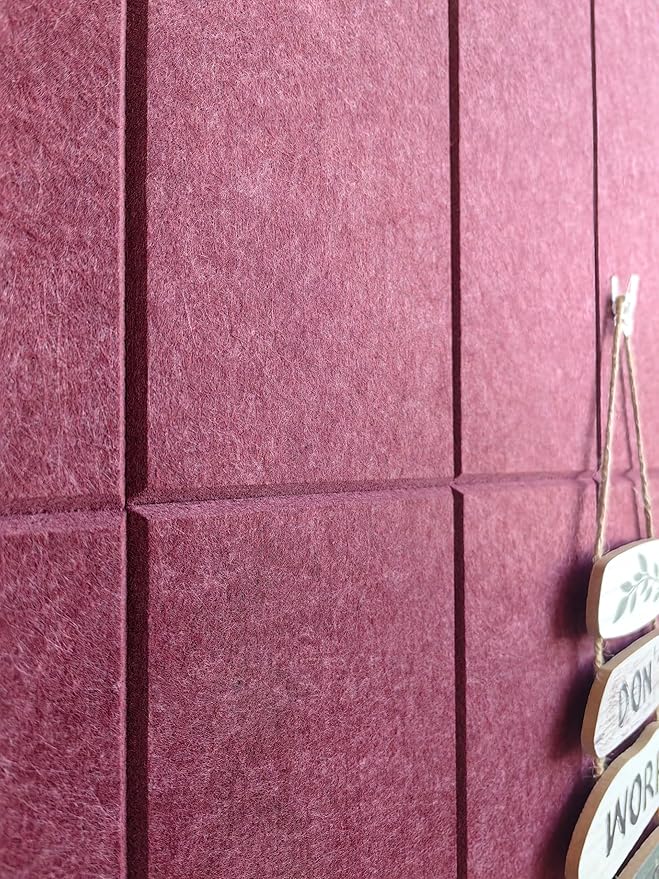 Shiplap Felt Wall Panels for Interior Wall Decor, Accent Wall Paneling for Bedroom Living Room & Office, Peel and Stick, Sound Absorbing – 24 Pack Felt Tiles with Adhesive – Redwine