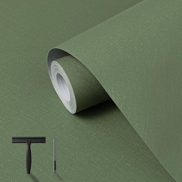 practicalWs Green Contact Paper Peel and Stick Wallpaper with Tools, Modern Removable Wall Paper for Bedroom Walls, 17.7'' x 590.5'' Self-Adhesive Thickened Wallpaper for Kitchen Cabinets and Drawers
