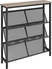 Shoe Rack, 4-Tier Slanted Shoe Storage Shelf, Narrow Shoe Rack for Entryway, Shoe Organizer with Adjustable Feet, Slim Shoe Shelf with Wooden Top and Metal Frame, Greige and Black TXJ75BG