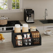 YINMIT Coffee Station Organizer for Countertop, Wood Coffee Bar Organizer with Removable Dividers for Pods, Syrup, Cups, Stirrer, Tea - Office Bar Accessories, Iron Mesh-Black
