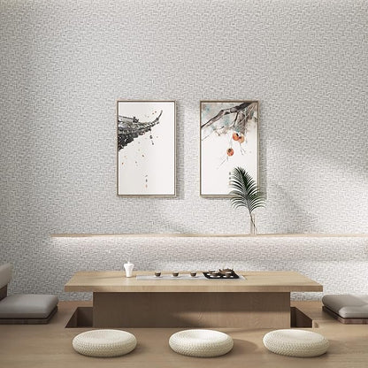 Haimin Fabric Wallpaper Textured Contact Paper (24in X 393in) Grasscloth Wallpaper Peel and Stick Faux Linen Wall Paper Waterproof Vinyl Self Adhesive (Light Gray)