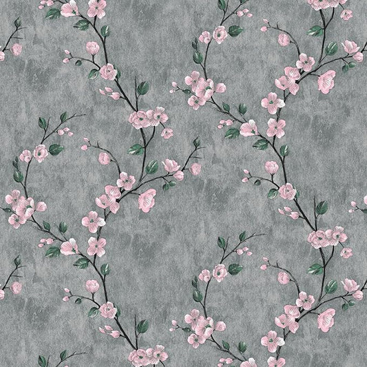 Floral Peel and Stick Wallpaper Flower Tree Contact Paper A Set of 17.5"x300" Self Adhesive Removable Modern Grey Wall Paper Decorative Wall Covering Countertop Vinyl Film Roll