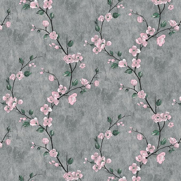 Floral Peel and Stick Wallpaper Flower Tree Contact Paper A Set of 17.5"x300" Self Adhesive Removable Modern Grey Wall Paper Decorative Wall Covering Countertop Vinyl Film Roll