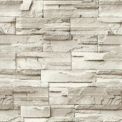 Jeweluck Stone Wallpaper Peel and Stick Brick Wallpaper 17.7”×393.7” Brick Contact Paper Peel and Stick Wall Paper Bathroom Faux Stone Backsplash for Kitchen Removable Decorative for Walls Vinyl